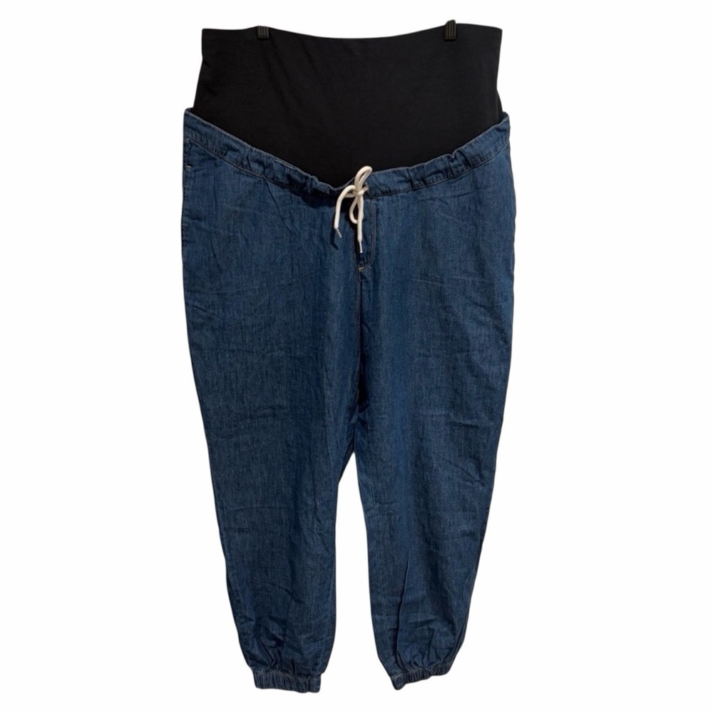 GAP Women’s Denim Maternity Joggers with Draw String Full Panel XL Cotton